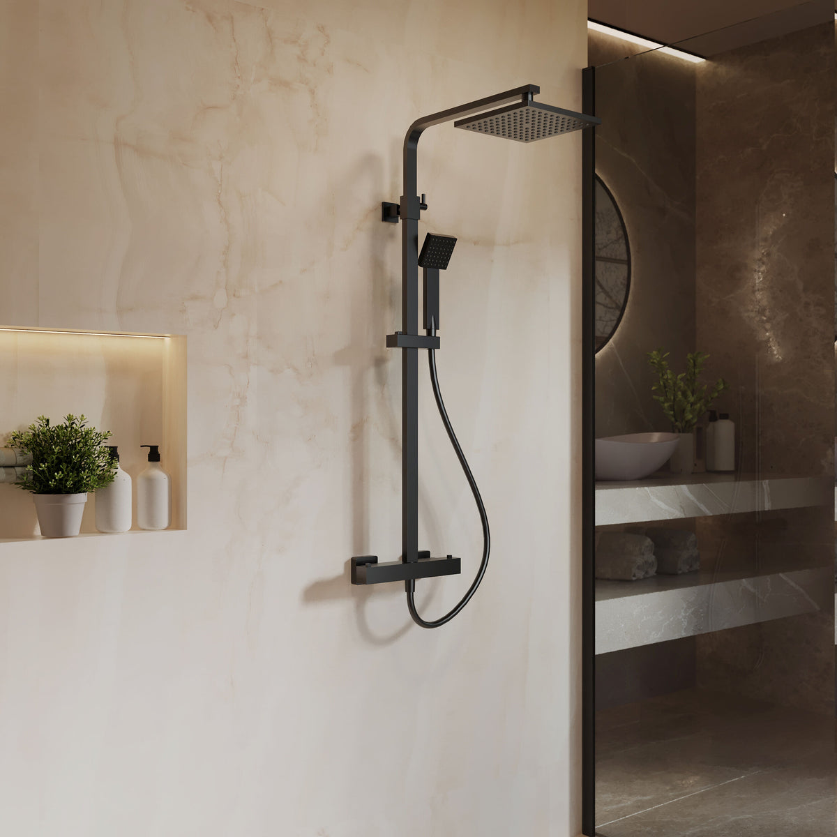 Nuie Thermostatic Bar Dual Shower Valve Shower Kit