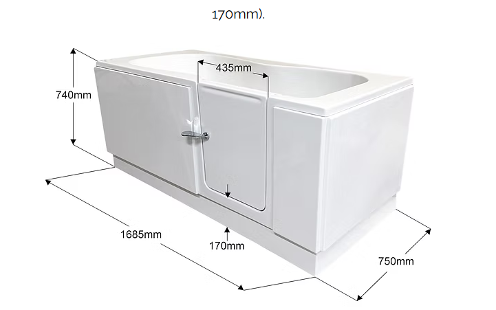 Jubilee Easy Access Walk In Bath 1685mm x 750mm