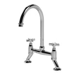 Nuie Bridge 2 Tap Hole Mixer Kitchen Tap Crosshead Handles – Chrome, photo 2