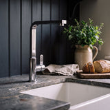 Nuie Churni Square Kitchen Mono Basin Mixer Single Lever – Chrome, Matt Black, Brushed Nickel or Brushed Brass