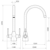 Nuie Two Handle Kitchen Mixer Tap – Brushed Gold, Chrome, Black or Brushed Nickel, photo 5