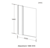 Kartell K-VIT Koncept 1400x1000mm Straight Square Bath Screen with Extension Panel 6mm (KONSSS1)