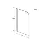 Kartell K-VIT Koncept Straight Bath Screen with Radius Edge 1400x780mm (KONSS)