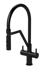 Nuie Ravi Mono Basin Twin Lever Round Basin Tap & Magnetic Rinser – Chrome, Matt Black, Brushed Nickel or Brushed Brass, photo 2