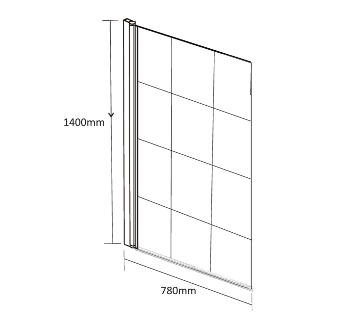 Kartell K-VIT Krittal 1400x780mm Straight Bath Shower Screen with Square Edge - Matt Black (KRI-SS)