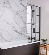 Kartell K-VIT Krittal 1400x780mm Straight Bath Shower Screen with Square Edge - Matt Black (KRI-SS)