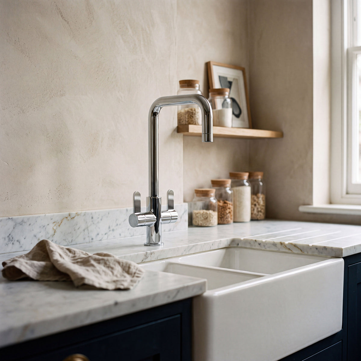 Nuie Kosi Twin Kitchen Mono Basin Mixer – Chrome, Matt Black, Brushed Nickel or Brushed Brass
