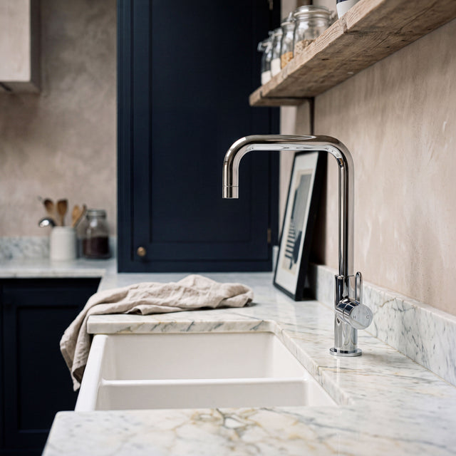 Nuie Kosi Single Lever Kitchen Mono Basin Mixer – Chrome, Matt Black, Brushed Nickel or Brushed Brass