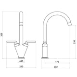 Nuie Sarani Two Handle Sink Mixer Tap, photo 4