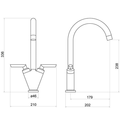 Nuie Sarani Two Handle Sink Mixer Tap, photo 4