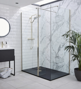Kartell K-VIT KV8 Wetroom Screen With Profile Kit (Wall Profile & Bracing Bar) Brushed Nickel (All Sizes)