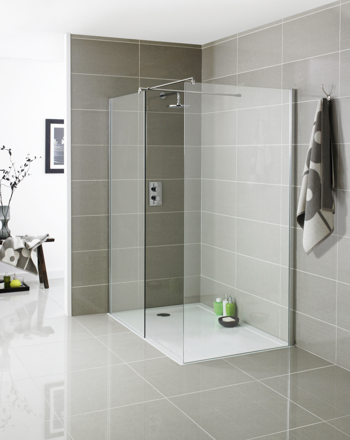 Kartell K-VIT KV8 Wetroom Screen With Profile Kit (Wall Profile & Bracing Bar) Chrome (All Sizes)