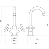 Nuie Yareth Cross Handle Sink Mixer Tap – Chrome, photo 2