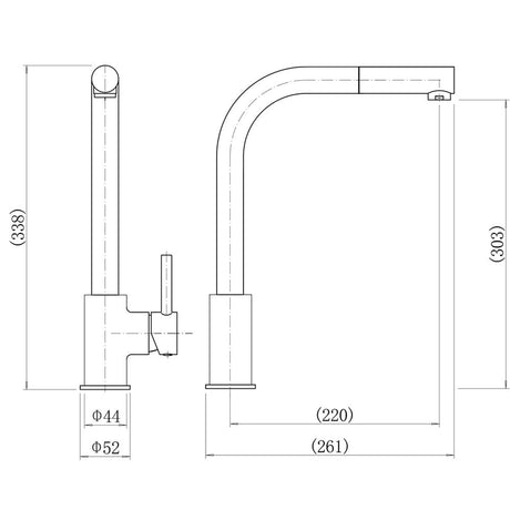 Nuie Zansar Pull Out Single Lever Sink Mixer Tap – Brushed Gold, Chrome, Black or Brushed Nickel, photo 5