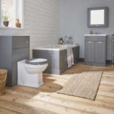 Kartell K-VIT Astley 600mm Floor Standing 2 Door Unit With Ceramic Basin - Matt Grey (FUR520AS-FUR208AS)