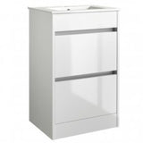 Kartell K-VIT City 500mm Floor Standing Unit With Ceramic Basin - White Gloss (FUR705CI-FUR063PU)