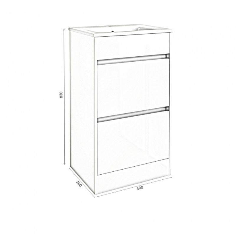 Kartell K-VIT City 500mm Floor Standing Unit With Ceramic Basin - Storm Grey Gloss (FUR706CI-FUR063PU)
