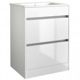 Kartell K-VIT City 600mm Floor Standing Unit With Ceramic Basin - White Gloss (FUR709CI-FUR057PU)