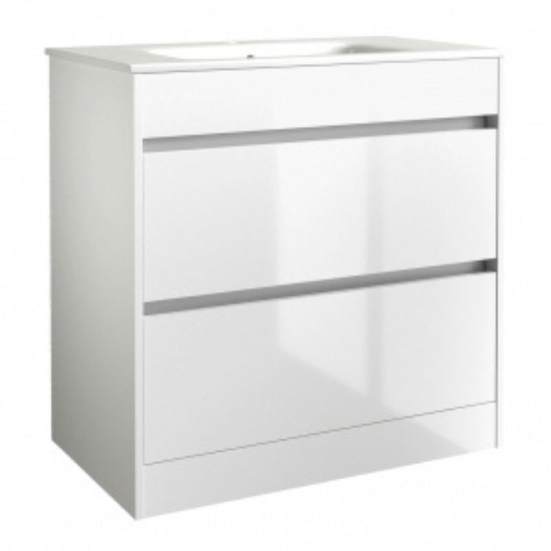Kartell K-VIT City 800mm Floor Standing Unit With Ceramic Basin - White Gloss (FUR714CI-FUR060PU)