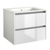Kartell K-VIT City 800mm Wall Mounted Unit With Ceramic Basin - White Gloss (FUR720CI-FUR060PU)