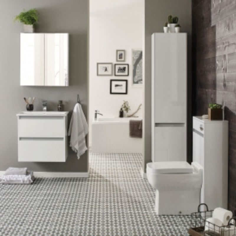 Kartell K-VIT City 800mm Wall Mounted Unit With Ceramic Basin - White Gloss (FUR720CI-FUR060PU)