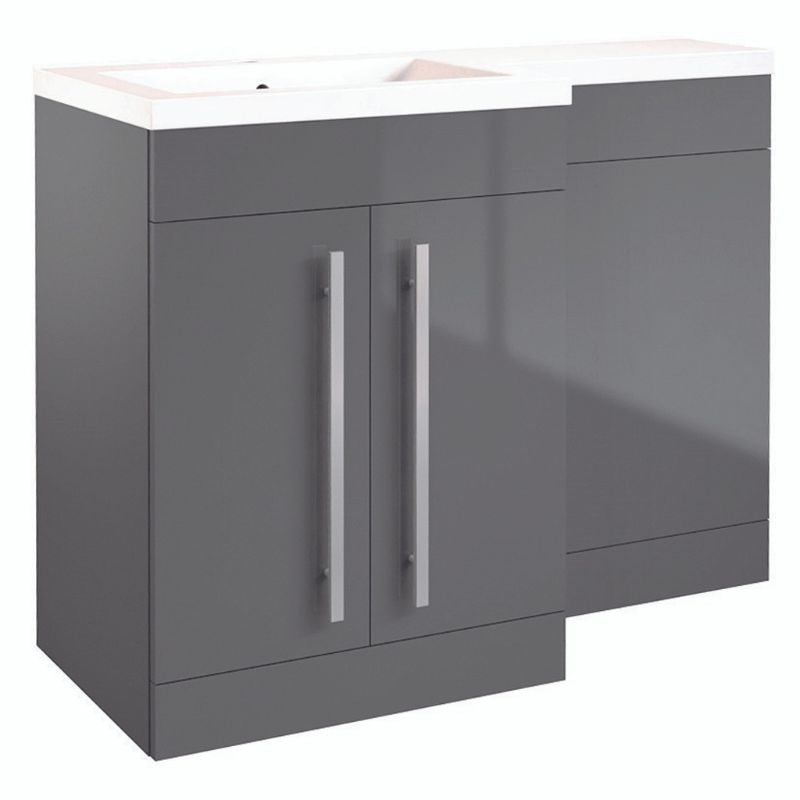 Kartell K-VIT Matrix 2 Door L-Shaped Furniture Pack 1100mm Left Hand - Storm Grey Gloss (FUR003PU-FUR411MA-FUR430NEW-ACC001N)