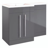 Kartell K-VIT Matrix 2 Door L-Shaped Furniture Pack 1100mm Left Hand - Storm Grey Gloss (FUR003PU-FUR411MA-FUR430NEW-ACC001N)