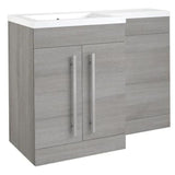 Kartell K-VIT Matrix 2 Door L Shaped Furniture Pack 1100mm Left Hand - Silver Oak (PS0600DO-PS0505MA-FUR430NEW-ACC001N)