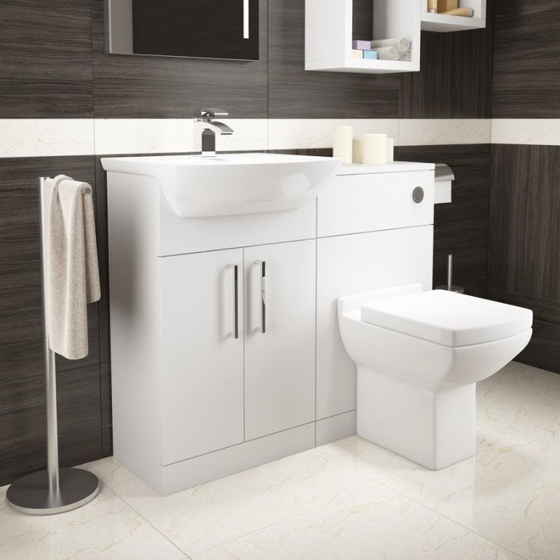 Kartell K-VIT Pure 550mm Cabinet with 1 Tap Hole Basin- White (POT268PU-IMP550VU-HAN008 x2)