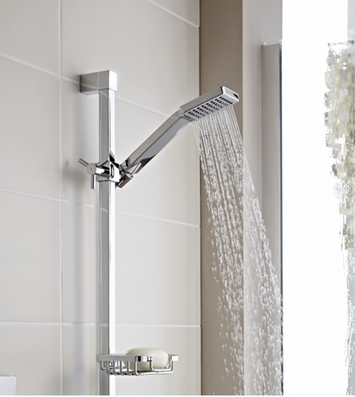 Kartell K-VIT Element Option 1 Concealed Thermostatic Shower With Adjustable Slide Rail Kit - Chrome (SHO009EL-SHO070CU-SHO091OE)