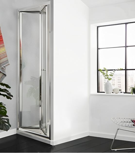 Kartell K-VIT KV6 bi-fold shower door in chrome