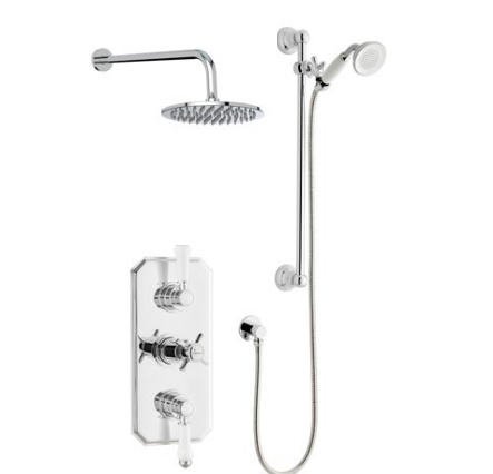 Kartell K-VIT Klassique Option 5 Triple Thermostatic Shower with Slide Rail Kit and Overhead Drencher