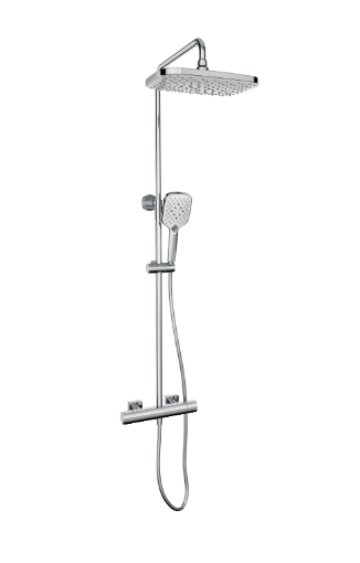 Kartell K-VIT Kolt  Option 1 Thermostatic Bar Shower With Overhead Drencher and Sliding Handset- Chrome  (SHO300KCP)