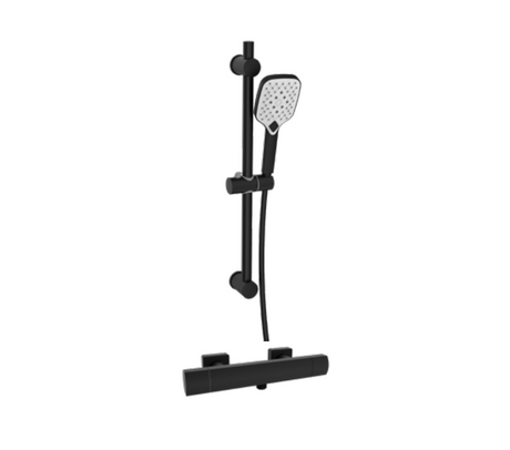 Kartell K-VIT Kolt Option 2 thermostatic bar shower with adjustable slide rail kit in Matt Black