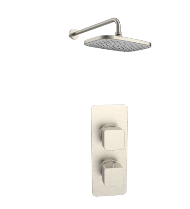 Kartell K-VIT Kolt Option 3 Thermostatic Concealed Shower with Fixed Overhead Drencher – Brushed Nickel (SHO333KBN-SHO335KBN)