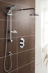 Kartell K-VIT Logik Option 3 Thermostatic Shower with Slide Rail Kit and Overhead Drencher