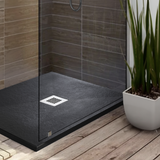 Kartell K-VIT Naturals Stone Effect Rectangle Shower Tray - 1200x700mm Black (STOR1207BK)