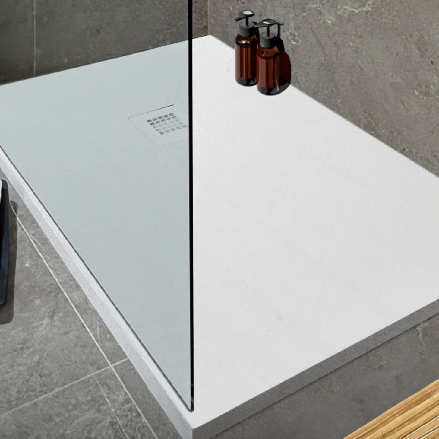 Kartell K-VIT Naturals Stone Effect Rectangle Shower Tray – White (STOR1207WT)