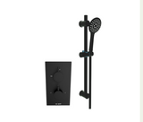 Kartell K-VIT Nero Round Option 3 Concealed Thermostatic Shower with Adjustable Slide Rail Kit- Matt Black (SHO045NR-SHO057NR-SHO088NR)