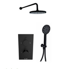 Kartell K-VIT Nero Round Option 5 Concealed Thermostatic Shower with Diverter, Separate Handshower & Fixed Overhead Drencher – Matt Black (SHO046NR-SHO055NR-SHO107NR)
