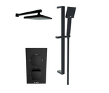 Kartell K-VIT Nero Square Option 4 Thermostatic Concealed Shower with Diverter, Slide Rail Kit & Fixed Overhead Drencher- Matt Black (SHO049NS-SHO058NS-SHO089NS-SHO056NS)