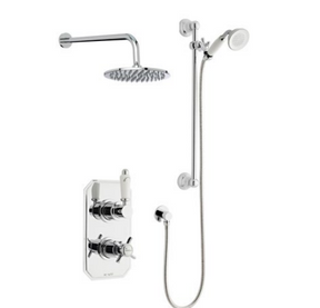 Kartell K-VIT Klassique Option 3 Thermostatic Shower with Slide Rail Kit and Overhead Drencher