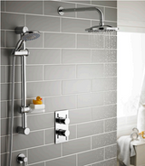 Kartell K-VIT Plan Option 3 Thermostatic Shower with Slide Rail Kit and Overhead Drencher