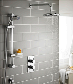 Kartell K-VIT Plan Option 3 Thermostatic Shower with Slide Rail Kit and Overhead Drencher