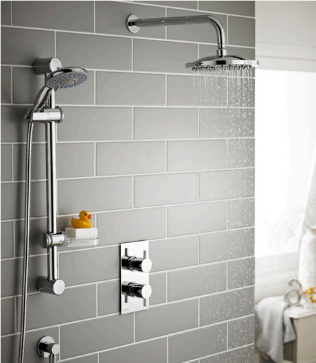 Kartell K-VIT Plan Option 3 Thermostatic Shower with Slide Rail Kit and Overhead Drencher