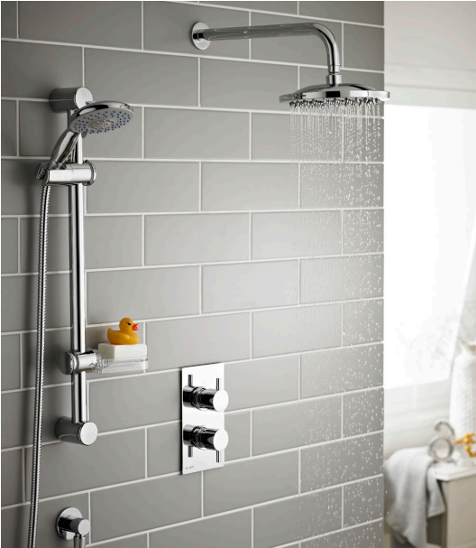 Kartell K-VIT Plan Option 3 Thermostatic Shower with Slide Rail Kit and Overhead Drencher