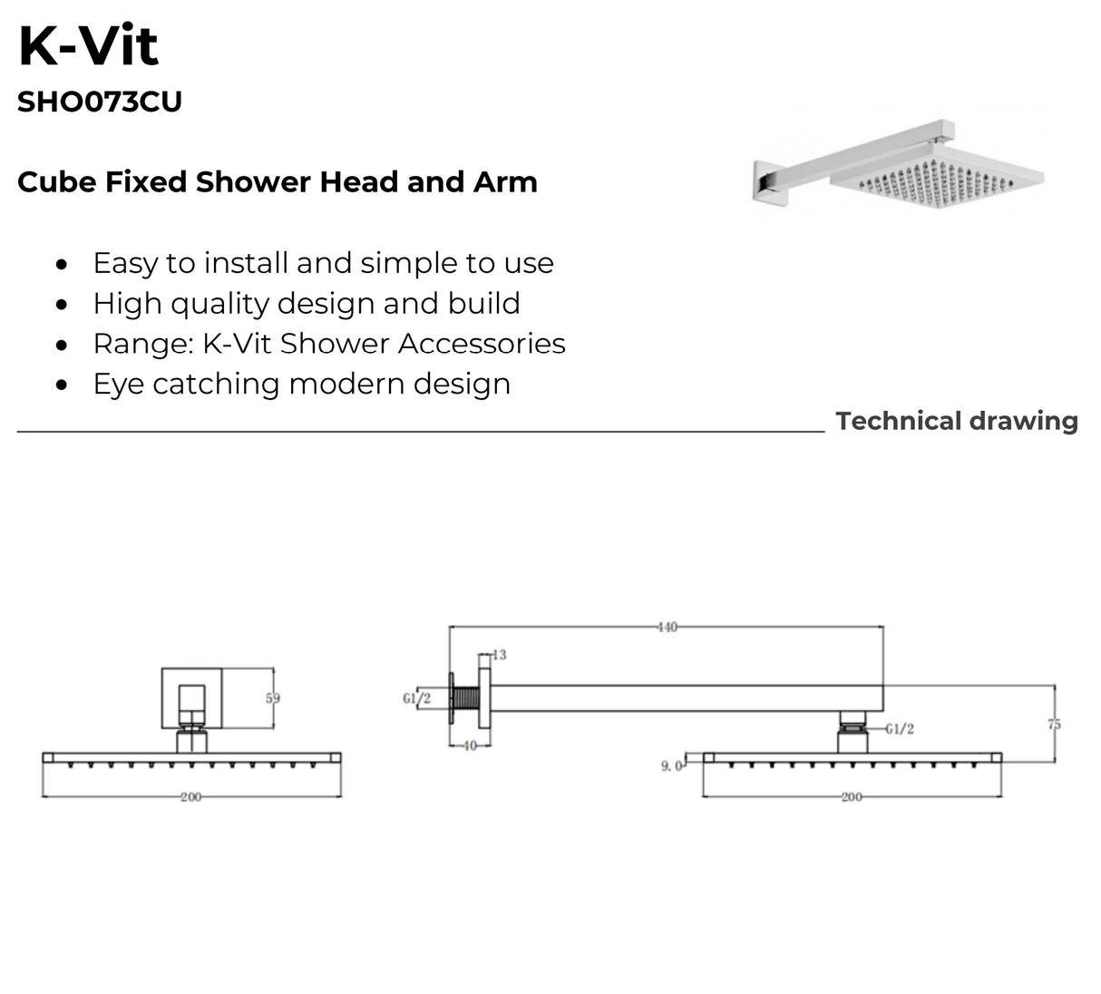 Kartell K-VIT Pure Option 2 Shower Head