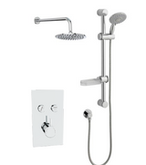 Kartell K-VIT Plan Option 10 Twin Round Push Button Thermostatic Shower with Slide Rail Kit and Overhead Drencher