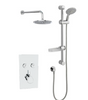 Kartell K-VIT Plan Option 10 Twin Round Push Button Thermostatic Shower with Slide Rail Kit and Overhead Drencher