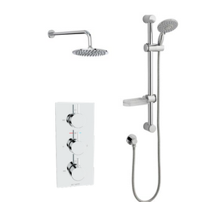 Kartell K-VIT Plan Option 5 Triple Thermostatic Concealed Shower with Slide Rail Kit and Overhead Drencher